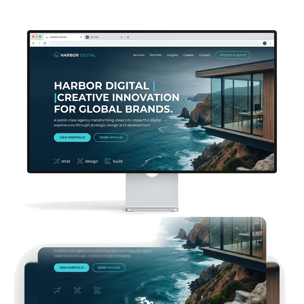 Ilustrasi Tumpukan Desain Website Niche Professional
